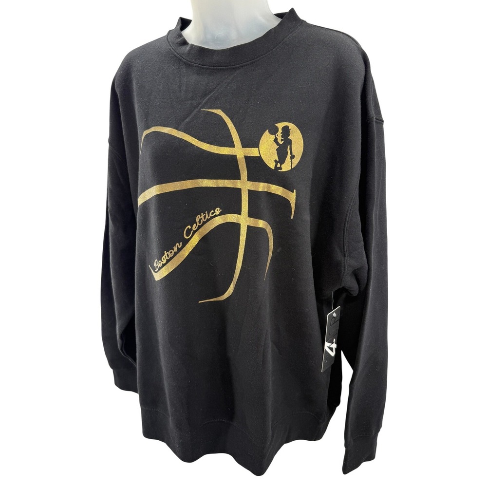 4Her Boston Celtics Sweatshirt Black Gold Sweatshirt Crewneck Womens XL NEW